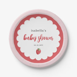 Cute Strawberry Baby Shower Paper Plate ペーパープレート