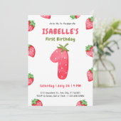 Cute Strawberry Berry 1st Birthday Invitation   招待状 (スタンド正面)