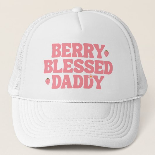 Cute Strawberry Berry Blessed Daddy Pink Birthday キャップ (正面)