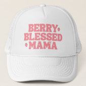 Cute Strawberry Berry Blessed Mama Pink Birthday キャップ (正面)