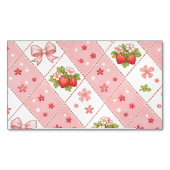 cute strawberry bow floral seamless pattern design マグネット名刺 (正面)