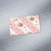 cute strawberry bow floral seamless pattern design マグネット名刺 (インサイチュ)