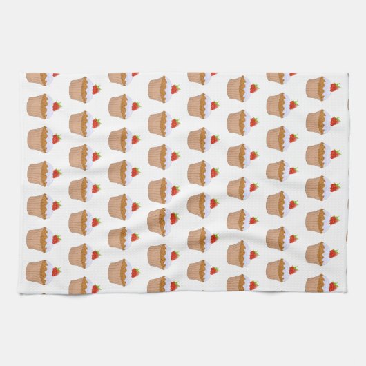 Cute Strawberry Bun Pattern キッチンタオル (横)