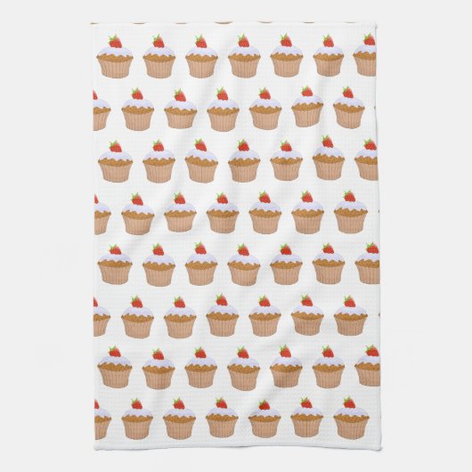 Cute Strawberry Bun Pattern キッチンタオル (縦)