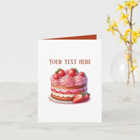 Cute strawberry cake Bakery vendors customizable カード (黄色い花)