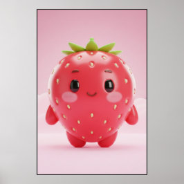 Cute Strawberry Character Poster Art ポスター