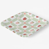 Cute Strawberry Checkered Kids Birthday  ペーパープレート (傾斜あり)