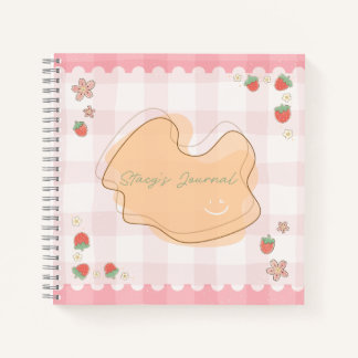 Cute Strawberry Checkered Personalized Journal ノートブック