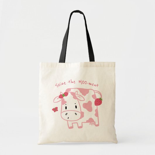 Cute Strawberry Cow | Seize the Moo-ment トートバッグ (正面)