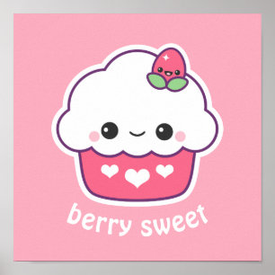 Cute Strawberry Cupcake ポスター