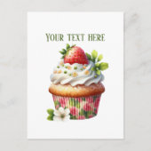 Cute strawberry cupcake add message business name  ポストカード (正面)