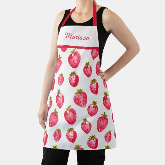 Cute Strawberry Custom Name Apron エプロン (インサイチュ)