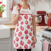 Cute Strawberry Custom Name Apron エプロン