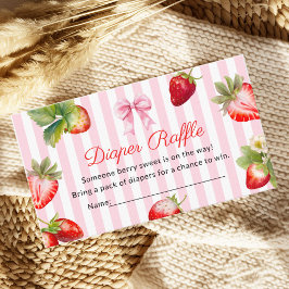 Cute Strawberry Diaper Raffle Baby Shower エンクロージャーカード