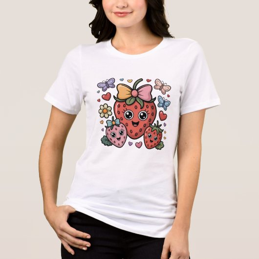 Cute Strawberry Fruit トライブレンドＴシャツ (正面)