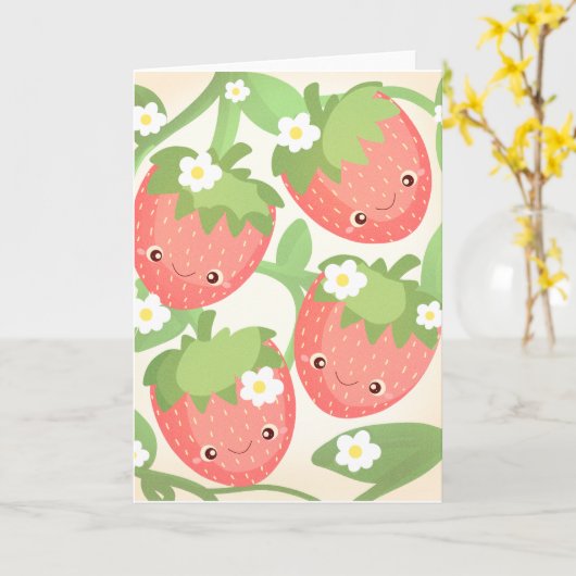 Cute Strawberry Garden  カード (黄色い花)
