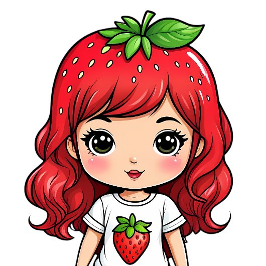 Cute Strawberry Girl Kawaii Art Tシャツ