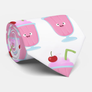 Cute strawberry ice cream sundae cartoon ネクタイ