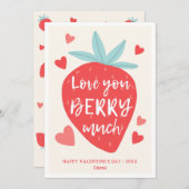 Cute Strawberry Love Berry Hearts Valentine's Day シーズンカード (正面/裏面)