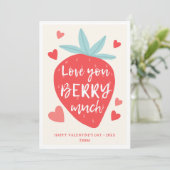 Cute Strawberry Love Berry Hearts Valentine's Day シーズンカード (スタンド正面)