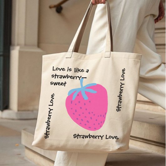 Cute Strawberry Love – Valentine’s Day Tote Bag トートバッグ