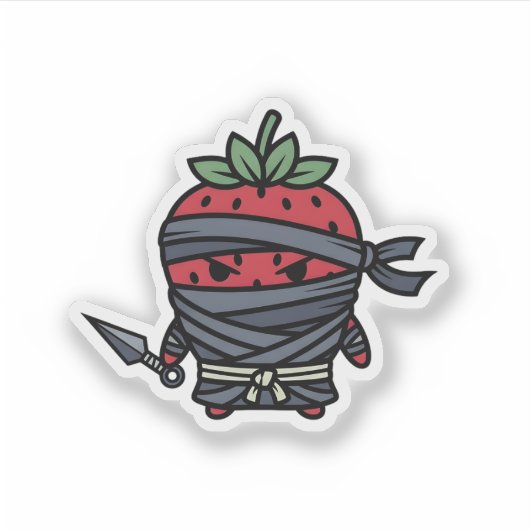 Cute Strawberry Ninja Assassin Japanese Pop Art シール (正面)