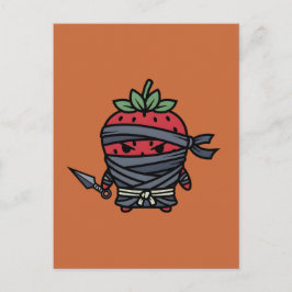 Cute Strawberry Ninja Assassin Japanese Pop Art ポストカード