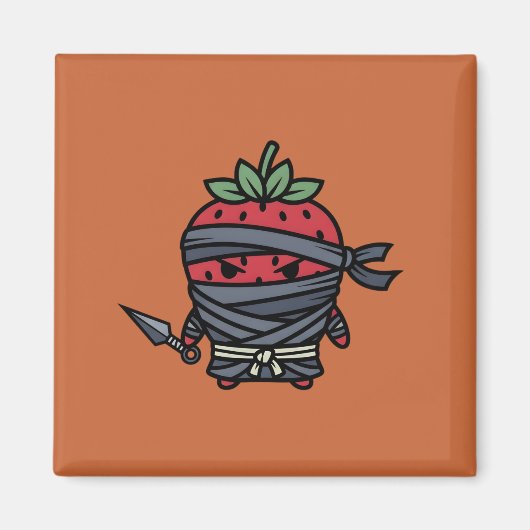 Cute Strawberry Ninja Assassin Japanese Pop Art マグネット (正面)