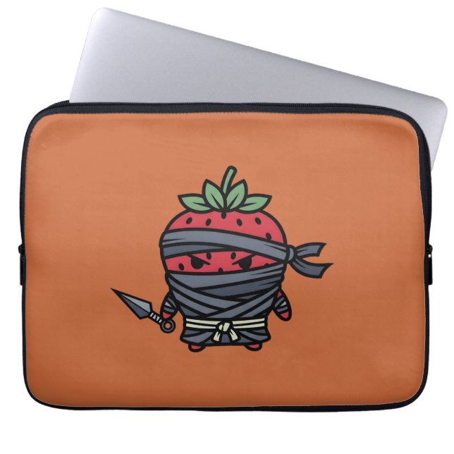 Cute Strawberry Ninja Assassin Japanese Pop Art ラップトップスリーブ (正面)