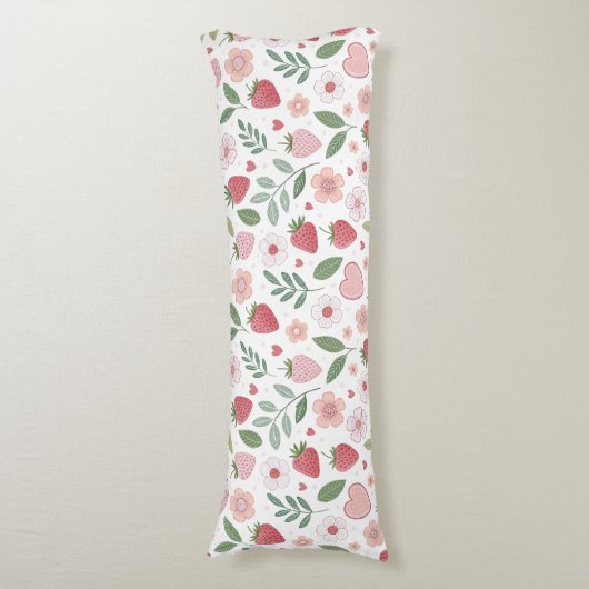 Cute Strawberry Pattern Body Pillow ボディピロー (正面縦)