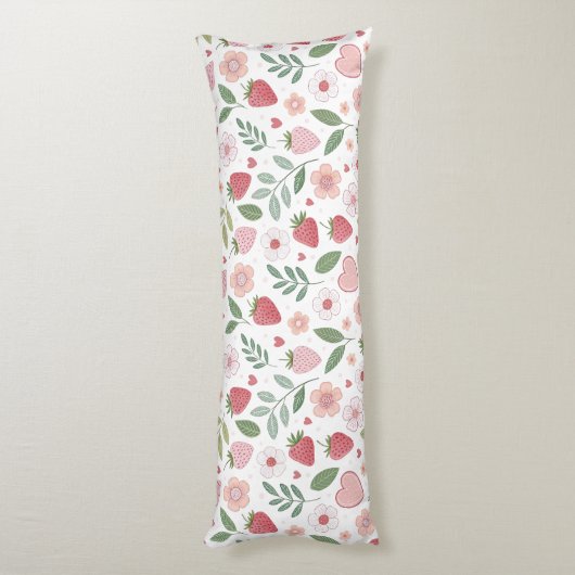 Cute Strawberry Pattern Body Pillow ボディピロー (裏面 (縦))
