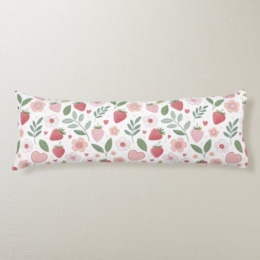 Cute Strawberry Pattern Body Pillow ボディピロー (正面)