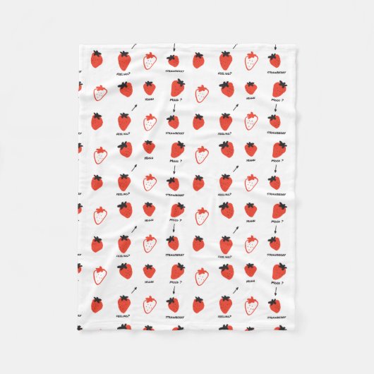 Cute Strawberry Pattern Fleece Blanket Cozy Kawaii フリースブランケット (正面)