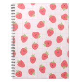Cute Strawberry Pattern – Kawaii Strawberry ノートブック (正面)