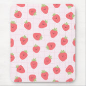 Cute Strawberry Pattern – Kawaii Strawberry マウスパッド (正面)