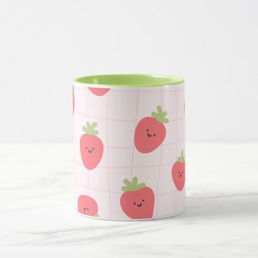 Cute Strawberry Pattern – Kawaii Strawberry マグカップ (中央)