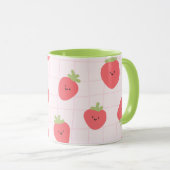 Cute Strawberry Pattern – Kawaii Strawberry マグカップ (正面右)
