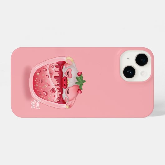 Cute Strawberry Phone Case – Pink Design iPhoneケース (裏面横)