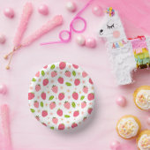 Cute Strawberry Pink Girls Birthday Paper Bowl ペーパーボウル (パーティー)