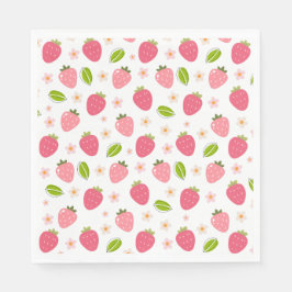 Cute Strawberry Pink Girls Birthday Paper Napkin スタンダードランチョンナプキン
