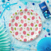 Cute Strawberry Pink Girls Birthday Paper Plate ペーパープレート (パーティー)