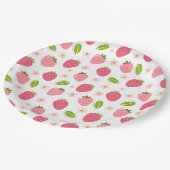 Cute Strawberry Pink Girls Birthday Paper Plate ペーパープレート (アングル)