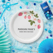 Cute Strawberry Pink Girls Birthday Paper Plate ペーパープレート (パーティー)
