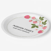 Cute Strawberry Pink Girls Birthday Paper Plate ペーパープレート (アングル)