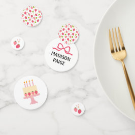 Cute Strawberry Pink Girls Birthday Table Confetti コンフェッティ