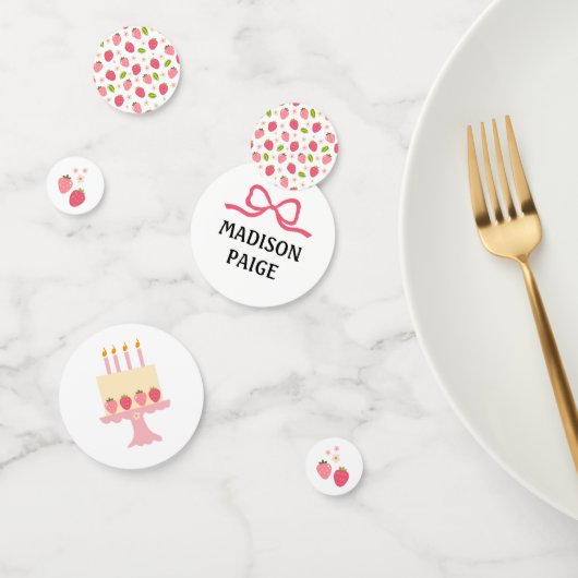 Cute Strawberry Pink Girls Birthday Table Confetti コンフェッティ (グループ)