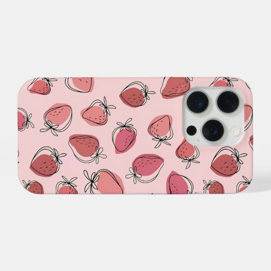 Cute Strawberry Pink Pattern Phone Case iPhoneケース (裏面横)