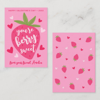 Cute Strawberry Sweet Berries Hearts Valentines ノートカード