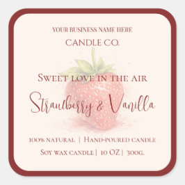 Cute Strawberry - Sweet Valentine Candle Label スクエアシール