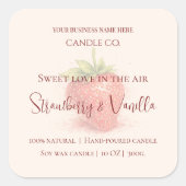 Cute Strawberry - Sweet Valentine Candle Label スクエアシール (正面)
